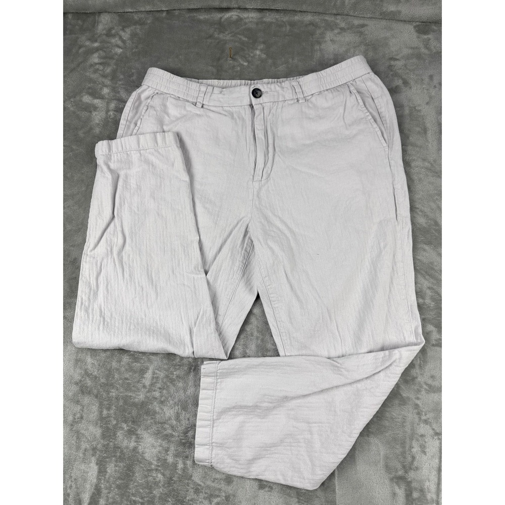 Banana Republic Mens 36x30 Athletic Tapered Linen Cotton Pants Light Grey